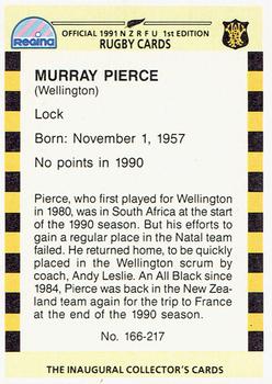 1991 Regina NZRFU 1st Edition #166 Murray Pierce Back